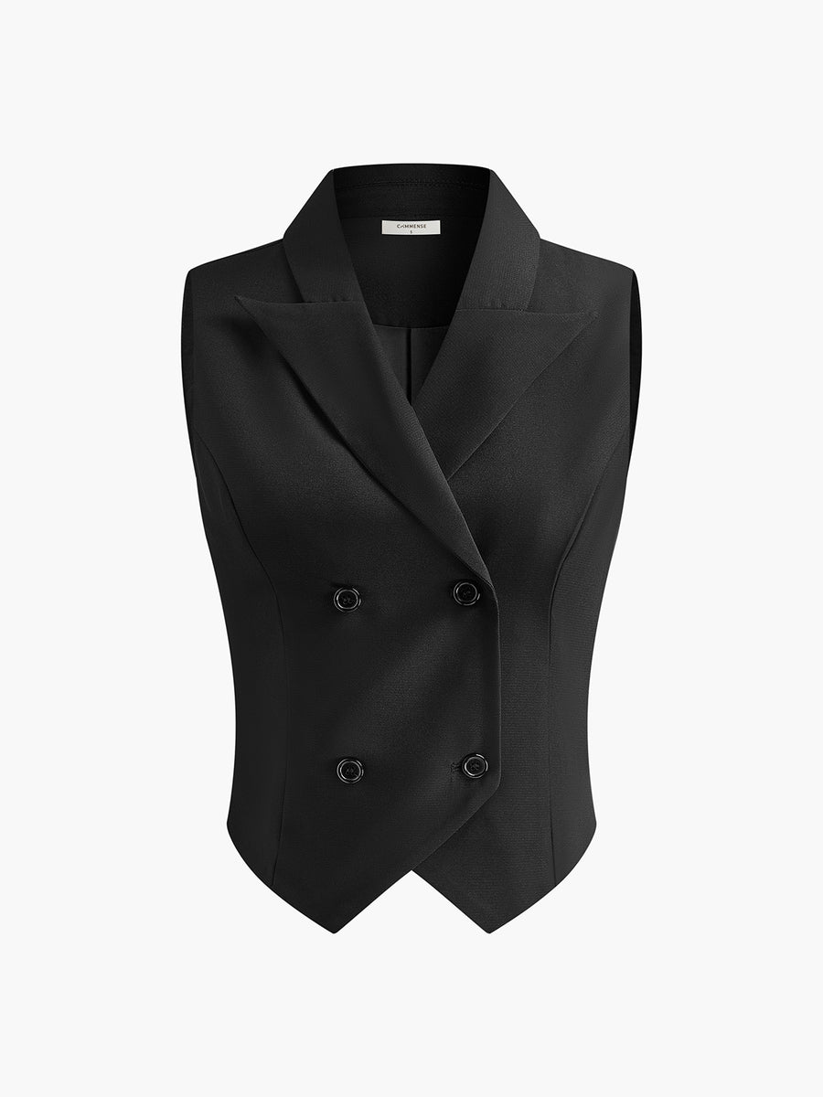 BRYANNA Suit Waist Coat With Pleated Mini Skirt Set