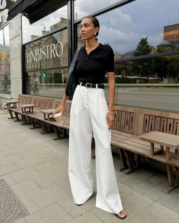 PENELOPE Solid Wide Leg Pants Without Belt - Auraflows