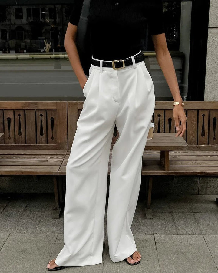 PENELOPE Solid Wide Leg Pants Without Belt - Auraflows