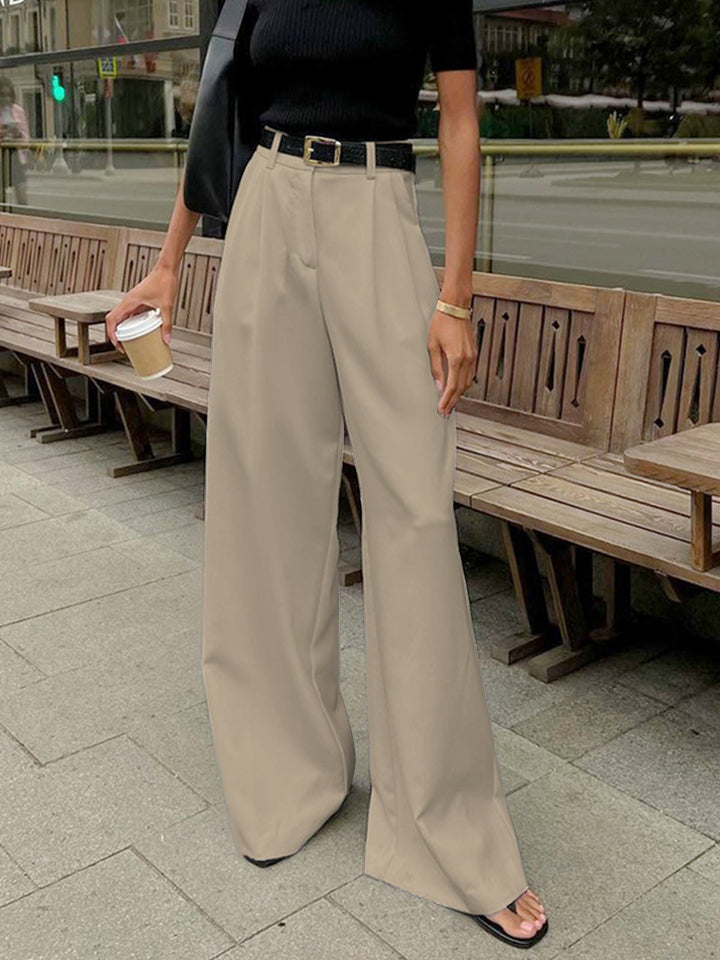 PENELOPE Solid Wide Leg Pants Without Belt - Auraflows