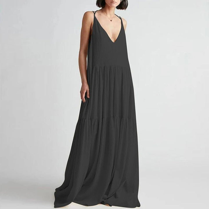 Una | Casual Solid Pleat Long Dress - Auraflows