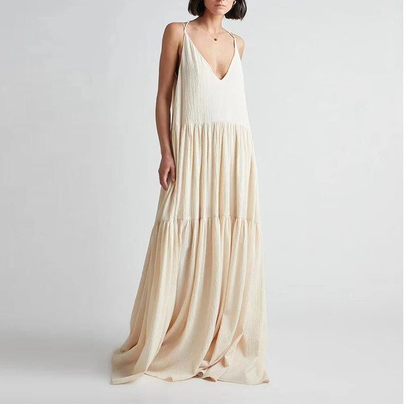 Una | Casual Solid Pleat Long Dress - Auraflows